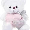 Λούτρινο Αρκουδάκι Λευκό 25 εκ Με Καρδιές Minnie Ροζ/Γκρι (VL222527) -Winfun Shop 209847