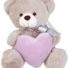 Λούτρινο Αρκουδάκι Γκρι 20 εκ Με Βελούδινη Μωβ Καρδιά (VL222013) -Winfun Shop 209851