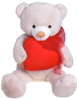 Λούτρινο Αρκουδάκι Κοιλίτσας Μπεζ 100εκ Με Καρδιά Κόκκινη (VL2010001)