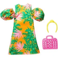 MATTEL Barbie Βραδινά Σύνολα Tropical Dress With Off-Shoulder Puffy Sleeves (HBV32)