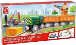 Hape Railway Ξύλινο Crossing και Crane Τρένο Σετ (E3732A) -Winfun Shop 211310 4