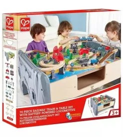 Hape Railway Ξύλινο Σετ Σιδηρόδρομος 70Τμχ και Table (E3766) 12 Hape Railway Ξύλινο Σετ Σιδηρόδρομος 70Τμχ και Table (E3766) -Winfun Shop 211312 4