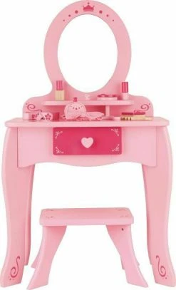 Hape Ξύλινο Σετ Dresser Table And Stool Girl’s Vanity-Pink (E8350A)