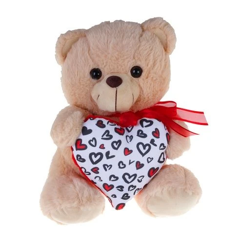 Λούτρινο Αρκουδάκι Μπεζ με Μαύρη-Κόκκινη Καρδιά 25εκ (VL232544) 3 Λούτρινο Αρκουδάκι Μπεζ με Μαύρη-Κόκκινη Καρδιά 25εκ (VL232544)