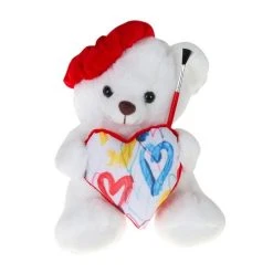 Λούτρινο Αρκουδάκι Ζωγράφος Λευκό 25εκ (VL232545)