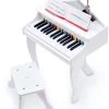 Hape Deluxe Λευκό Πιάνο Σαν Αληθινό Με 30 Πλήκτρα Και Καρεκλάκι (E0338) -Winfun Shop 695530