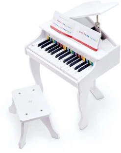 Hape Deluxe Λευκό Πιάνο Σαν Αληθινό Με 30 Πλήκτρα Και Καρεκλάκι (E0338)